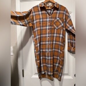 Women’s 100% Brushed Cotton Long Sleeve Button Up Dress